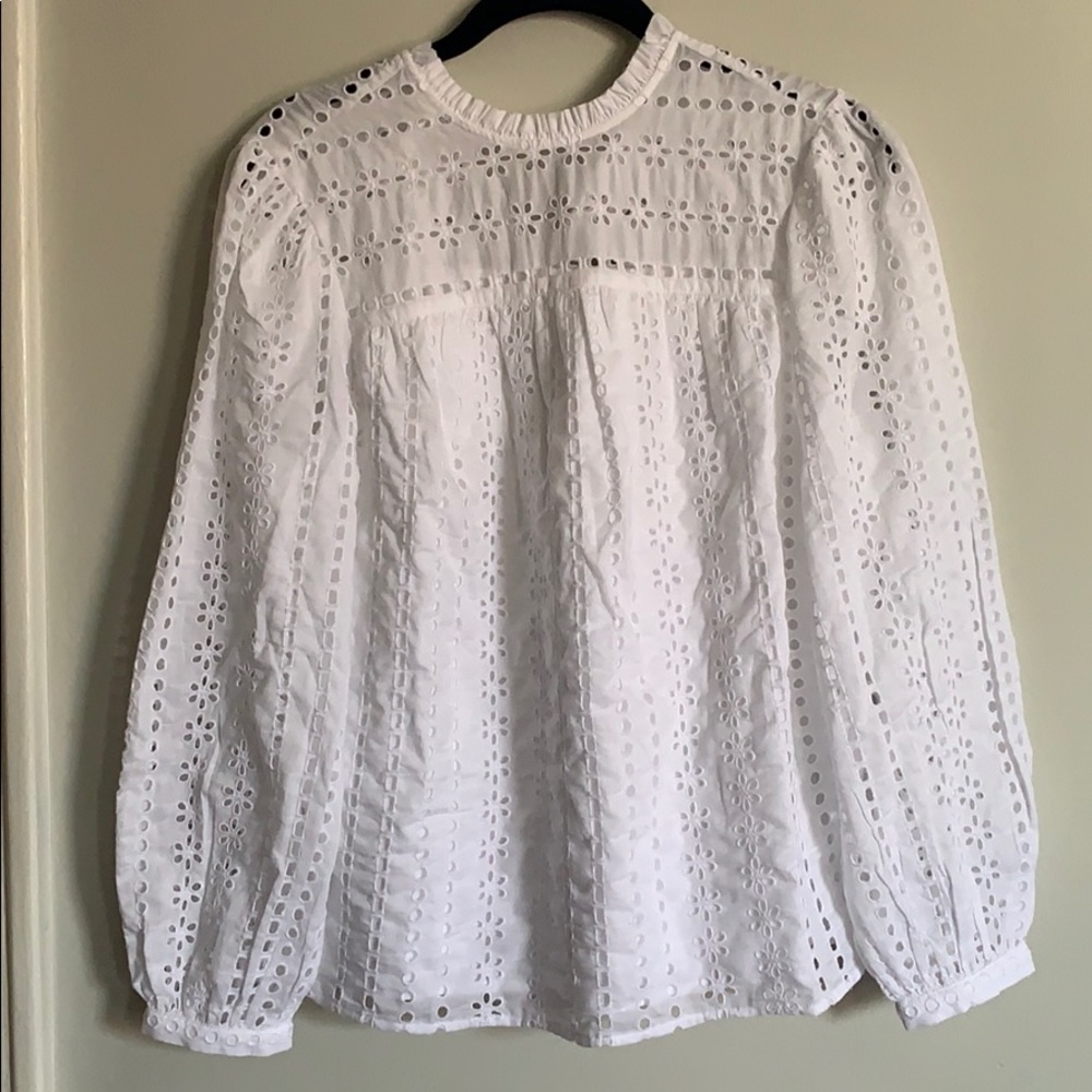 J crew  tie-back top in ditsy eyelet NWT XS